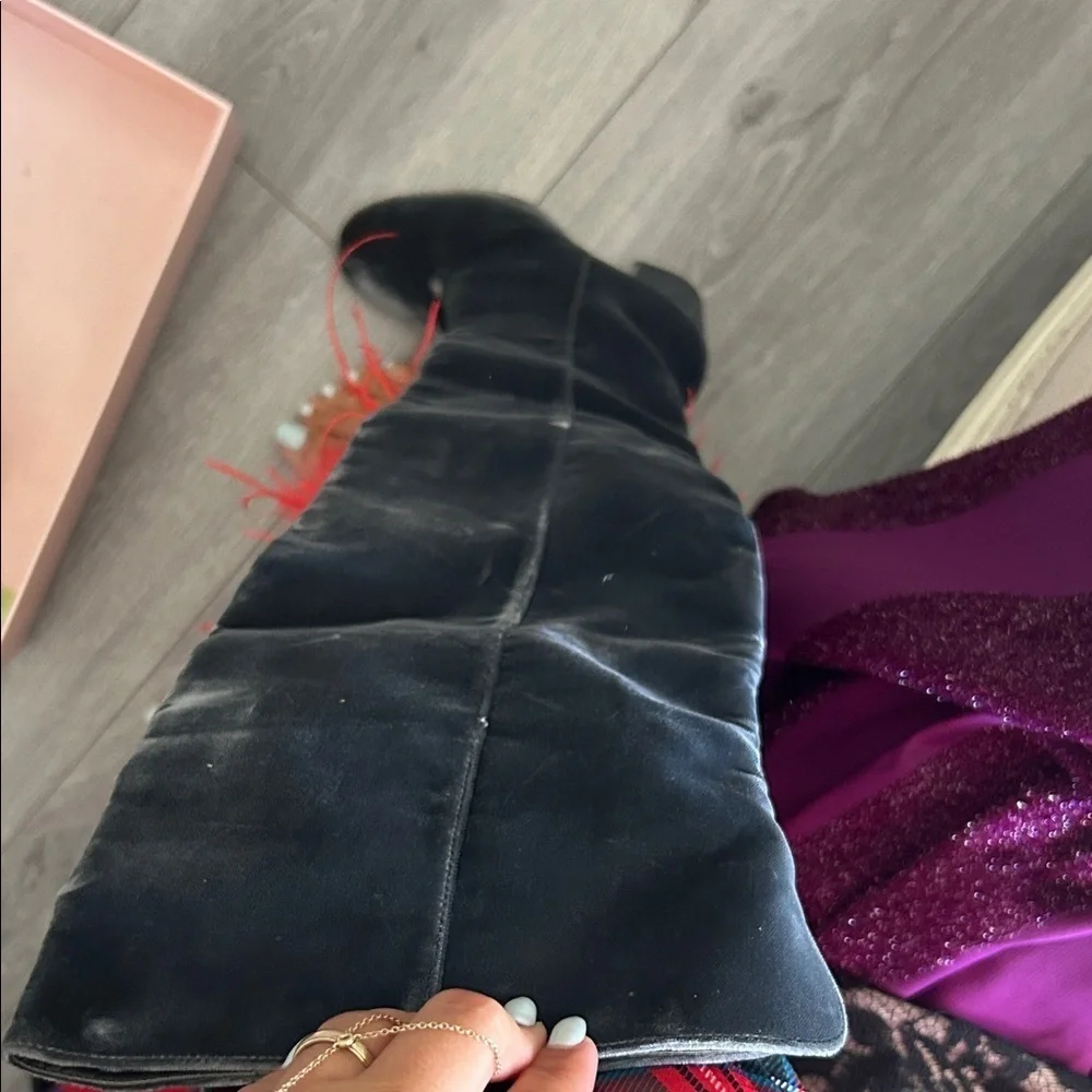 Gianvito Rossi Anthracite Velvet Knee Boots 36 NWT